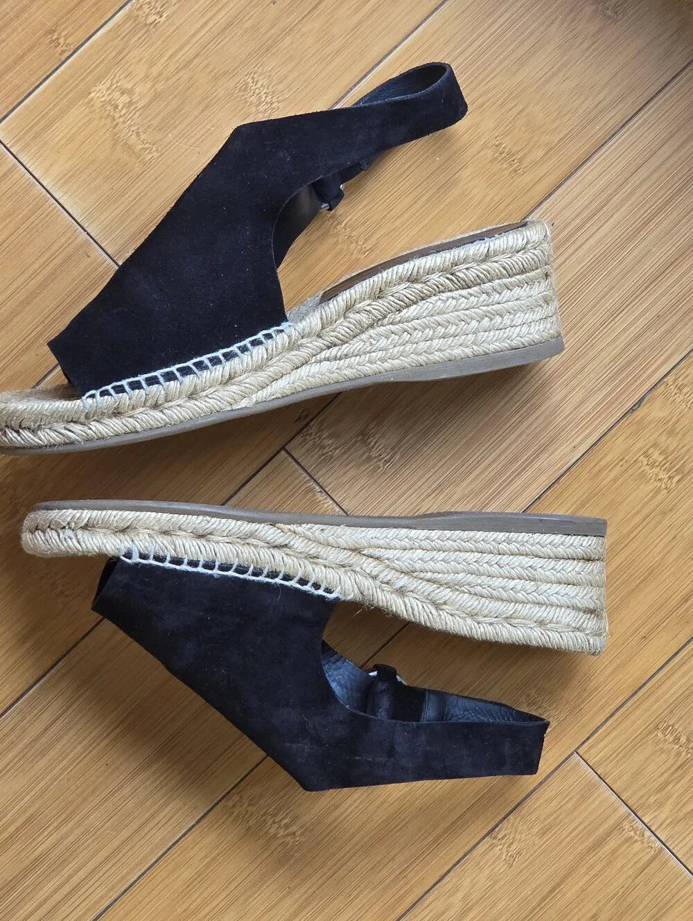 Rag & Bone Calla Black Suede Wedge Espadrilles Made in Spain EU 39 US 9
